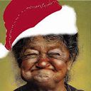Бабуля в шапке Деда Мороза веселая смайлики картинки