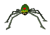 Зеленый паук с красной точечкой