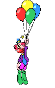 Клоун висит на шарах