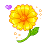 Желтый цветочек с сердечками