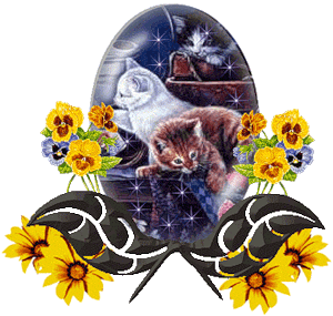 Котята в овале с цветами