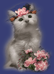 Котенок украшен цветами