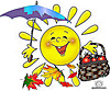 Солнышко с сумочкой и зонтиком смайлик анимация