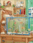 Котик наблюдает за мышкой в аквариуме.А.Долотов