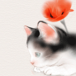 Кот с тюльпаном