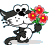 Чёрный котик с цветочками