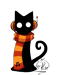 Кот с шарфе,в наушниках
