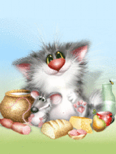 Котик с мышкой на пикнике.А.Долотов