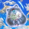 Кот с букетом в небесах