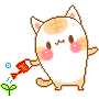 Забавный кот поливает растение