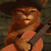 Кот из шрека играет на гитаре и поёт