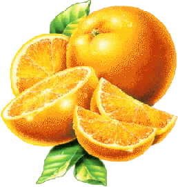 Золотистый сочный апельсин с листиками