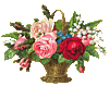 Букет с розами в вазе под плетеную корзиночку