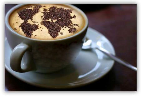 День кофе. В чашке кофе карта мира