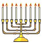 Менора с девятью горящими свечами