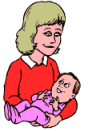 Мама качает ребенка