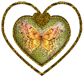 Бабочка в золотистом сердечке