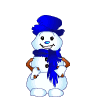 Гиф gif Снеговик в синем шарфике рисунок