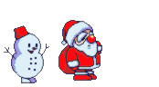 За Дедом Морозом бодро шагает снеговичок картинка смайлик