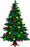 Новогодняя елка с огоньками картинка смайлик