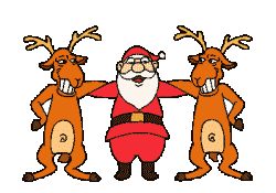 Дед Мороз танцует с оленями