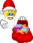 Смайлик-дед Мороз дарит Новогодние подарки
