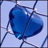 Сердце голубое на сетке-рабице