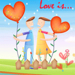 Пара влюблённых держат шарики в форме сердца (love it..)