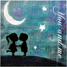 Мальчик и девочка под луной и звездами целуются