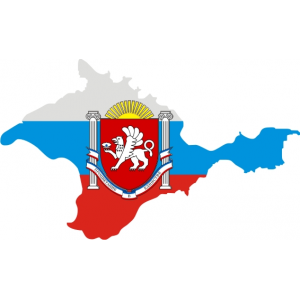 Республика Крым, Герб на фоне Российского флага в виде ка...