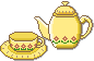 Чашка с блюдцем и чайник