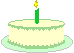 Торт в зеленом обрамлении с одной свечой