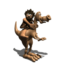 Первобытный человек на динозавре