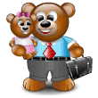Медведь держит на лапах дочку-медвежонка