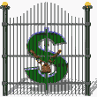  <b>Знак</b> доллара на воротах 