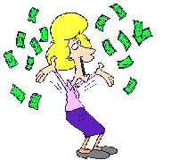 Дама радостно подбрасывает денежные купюры в воздух