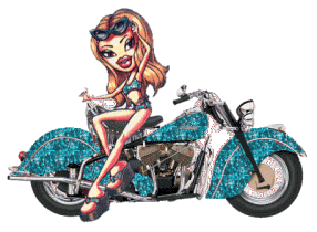 Девушка в купальнике  на мотоцикле