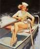 Девушка на лодке с веслами