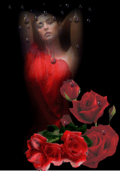Девушка в красном платье под дождем