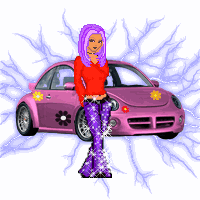 Девушка с розовой машиной