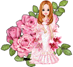 Девочка с розовыми  цветами