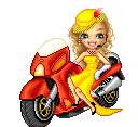 Девушка в желтом платье с мотоциклом