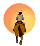  <b>Кавбой</b> скачет на коне на встречу солнцу 