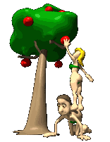  Ева с помощью Адама срывает <b>яблоко</b> 