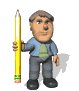  <b>Мужчина</b> с огромным карандашом 