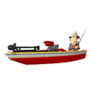  <b>Рыбак</b> рыбачит в лодке 