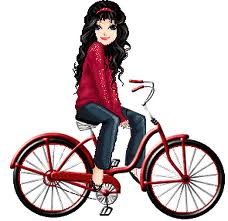 Девушка в красном свитре на велосипеде