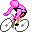 Розовый велосипедист