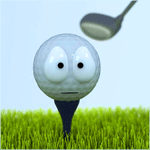 Над мячиком для гольфа занесена клюшка