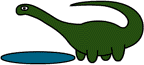 Динозавр пьет из озера